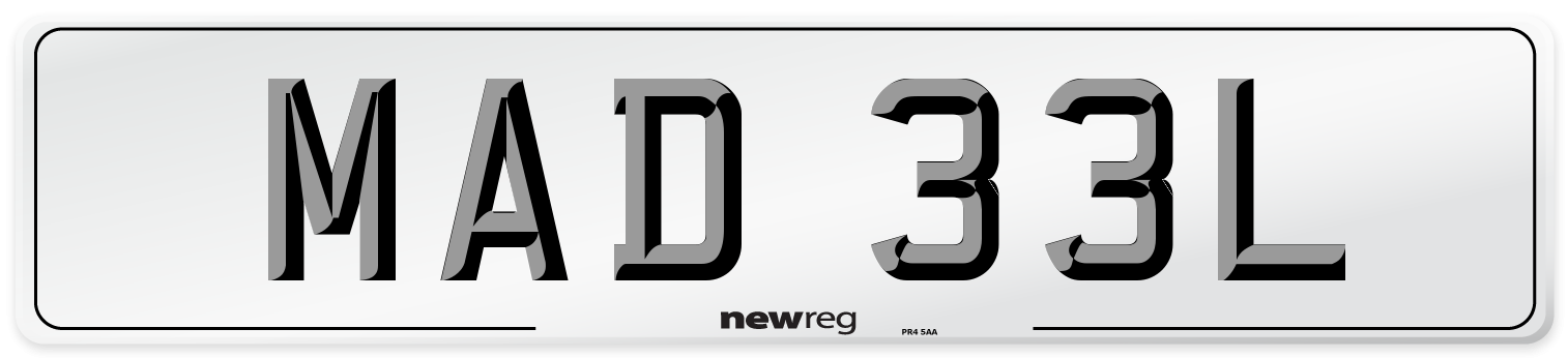 MAD 33L Number Plate from New Reg